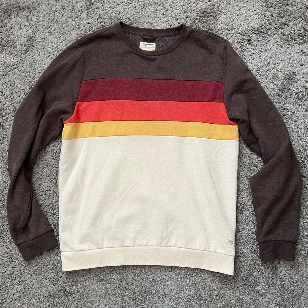Marine Layer Sunset Stripe Jordan Crew Sweatshirt Medium